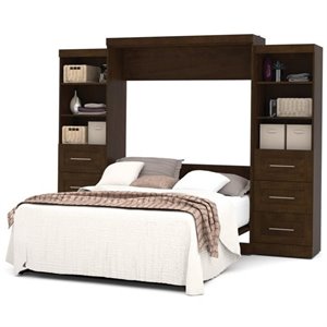 bestar pur 3 piece 6 drawer storage wall bed set in chocolate b