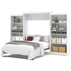 bestar pur 3 piece storage wall bed in white b