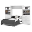 Bestar Pur Queen Murphy Bed and 2 Shelving Units with Drawers (136W) in White