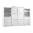 Bestar Pur Queen Murphy Bed and 2 Shelving Units with Drawers (136W) in White
