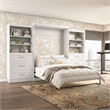 Bestar Pur Queen Murphy Bed and 2 Shelving Units with Drawers (136W) in White