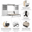 Bestar Pur Queen Murphy Bed and 2 Shelving Units with Drawers (136W) in White