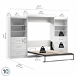Bestar Pur Queen Murphy Bed and 2 Shelving Units with Drawers (136W) in White