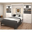 Bestar Pur Queen Murphy Bed and 2 Shelving Units with Drawers (136W) in White