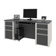 Bestar Connexion Home Office Set with 2 Pedestals in Sandstone and Slate