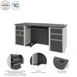Bestar Connexion Home Office Set with 2 Pedestals in Sandstone and Slate
