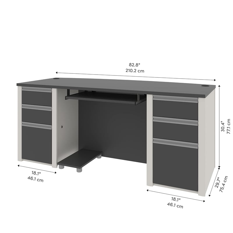 Bestar Connexion Home Office Set with 2 Pedestals in Sandstone and Slate
