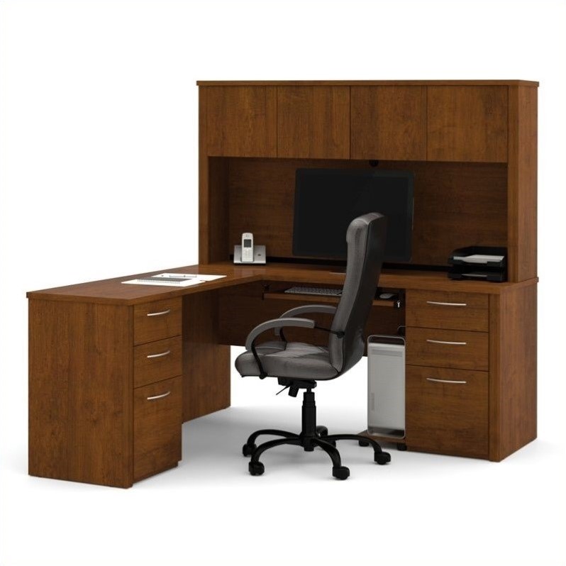 Bestar Embassy L Shape Home Office Wood Computer Desk Set With
