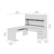 Connexion L Shaped Desk with Hutch in Slate and Sandstone - Engineered Wood