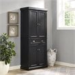 Crosley Furniture Seaside 4 Door Wood Coastal Pantry in Distressed Black