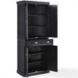 Crosley Furniture Seaside 4 Door Wood Coastal Pantry in Distressed Black
