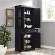 Crosley Furniture Seaside 4 Door Wood Coastal Pantry in Distressed Black