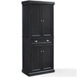 Crosley Furniture Seaside 4 Door Wood Coastal Pantry in Distressed Black