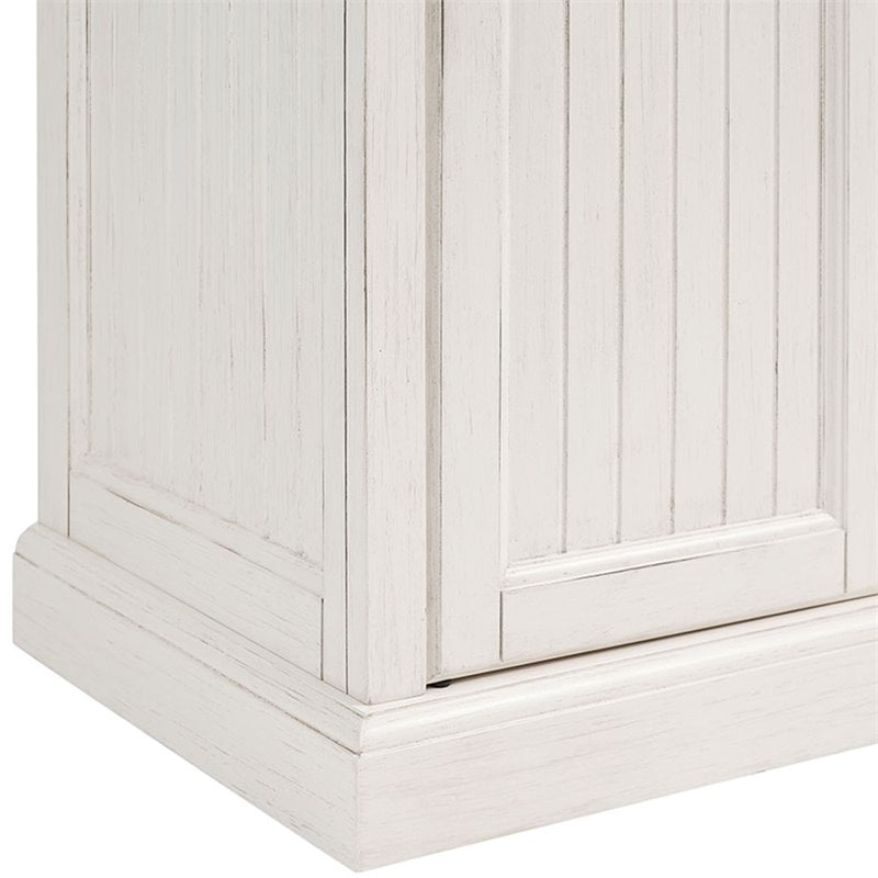 Crosley Furniture Seaside Wood 4 Door Coastal Pantry in Distressed White
