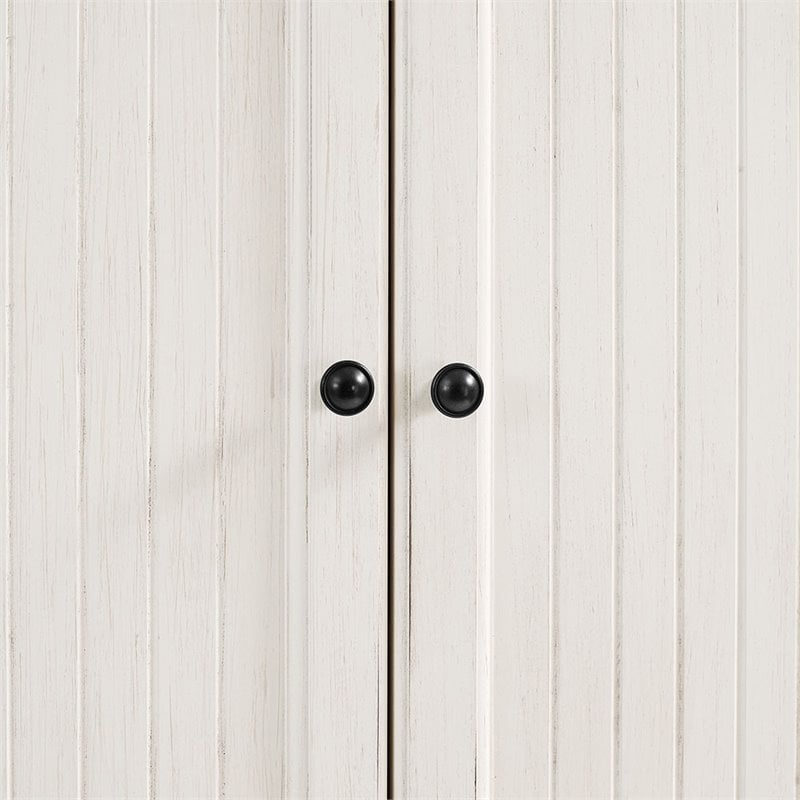 Crosley Furniture Seaside Wood 4 Door Coastal Pantry in Distressed