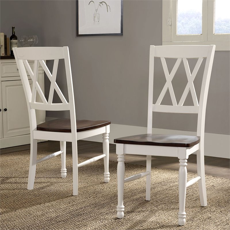 Crosley Furniture Shelby Wood Turned Leg Dining Side Chair in White (Set of 2)