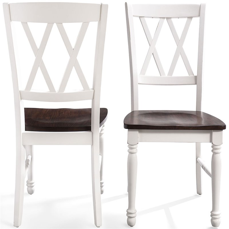 Crosley Furniture Shelby Wood Turned Leg Dining Side Chair in White (Set of 2)