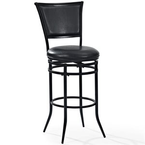 crosley rachel faux leather upholstered swivel bar stool in black