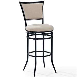 crosley rachel faux leather upholstered swivel bar stool in white
