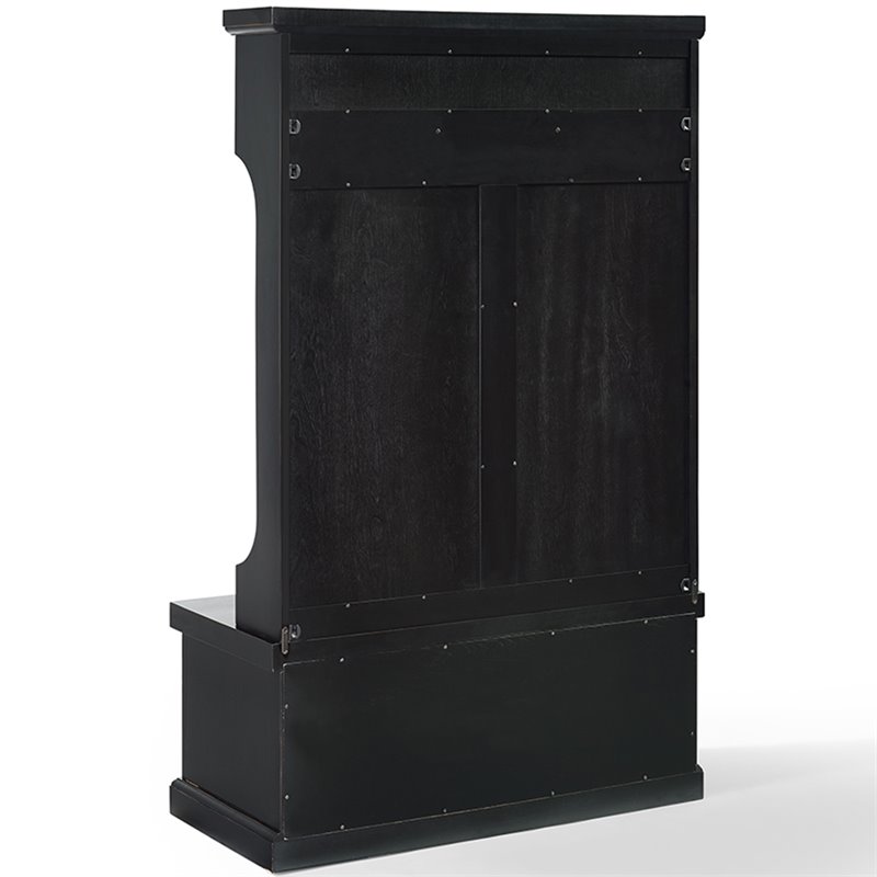 Crosley Furniture Seaside Wood Hall Tree in Distressed  Black
