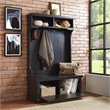 Crosley Furniture Seaside Wood Hall Tree in Distressed  Black