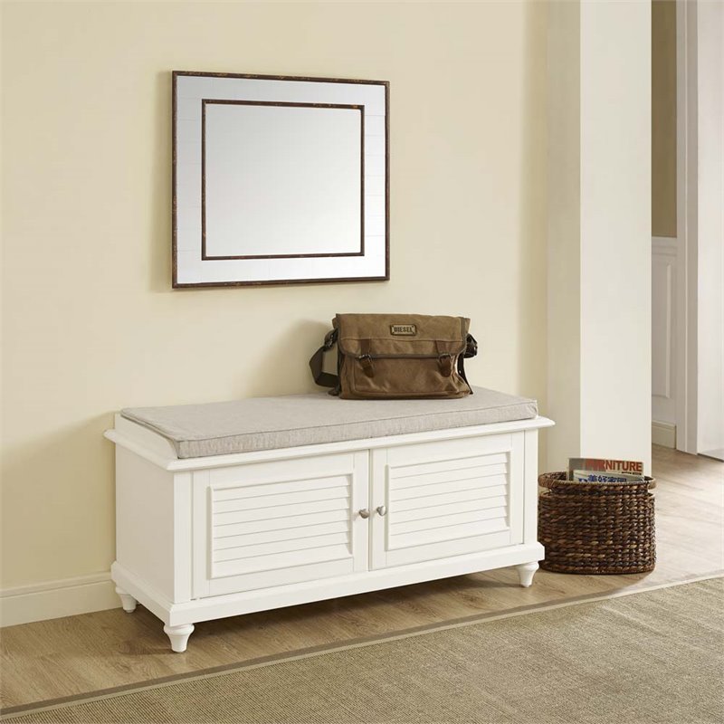 Crosley Palmetto 2 Door Storage Entryway Bench in White Cymax Business