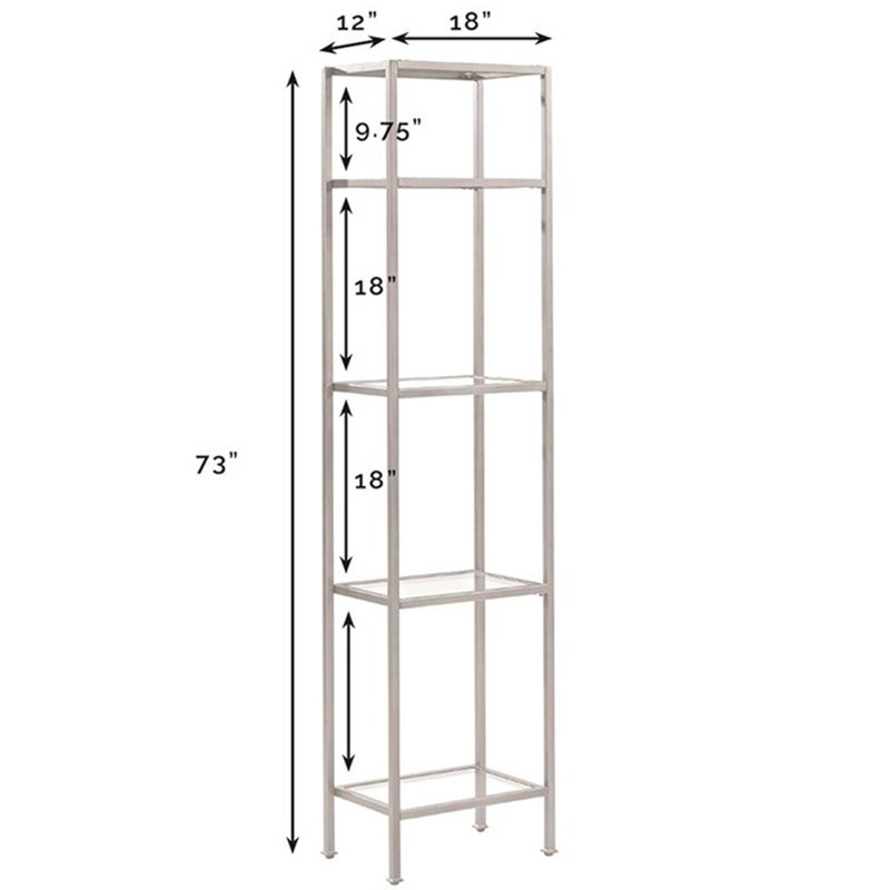 Crosley Aimee 4 Shelf Narrow Glass Etagere In Antique Gold Cf6114 Gl