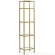 Crosley Furniture Aimee 4 Shelf Narrow Glass/Metal Etagere in Antique Gold