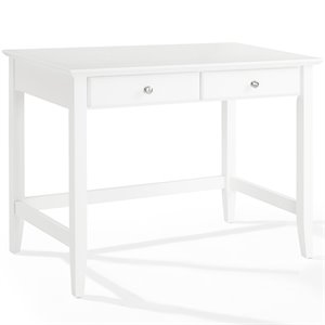 crosley furniture campbell traditional wooden writing desk in white