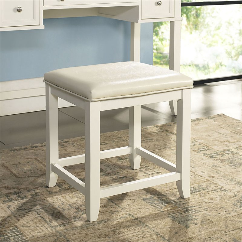Crosley Vista Faux Leather Vanity Stool in White CF7007WH