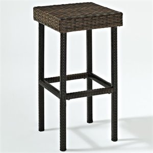 crosley palm harbor wicker patio bar stool in brown (set of 2)