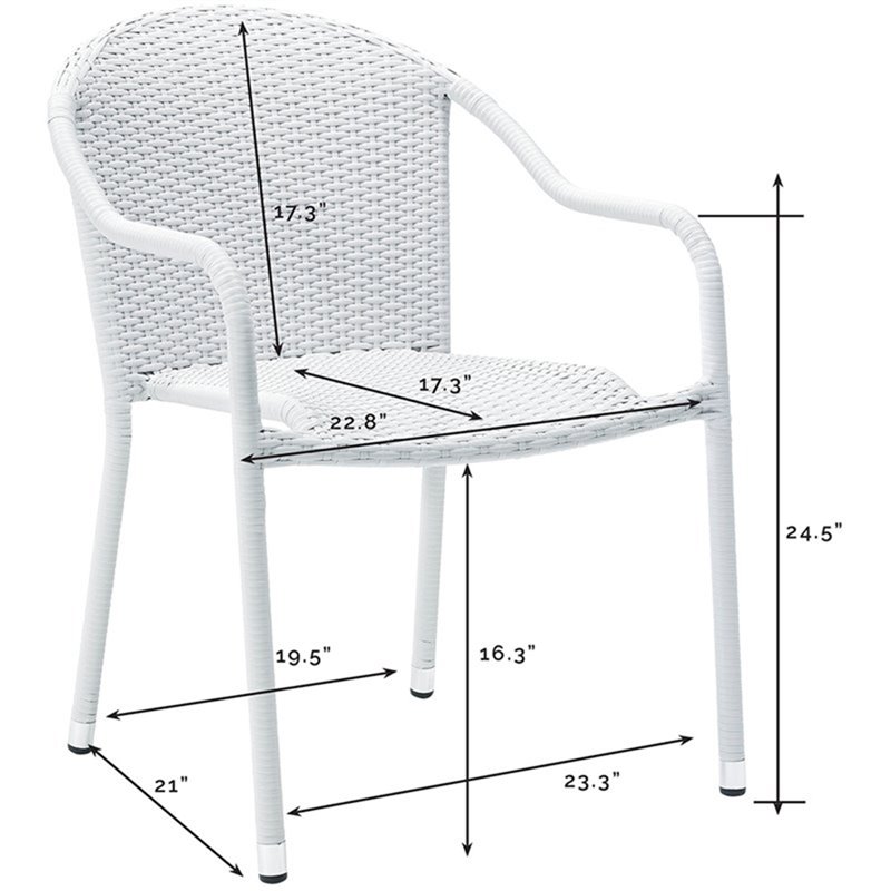 Crosley Palm Harbor Wicker Patio Stackable Chair In White Set Of 4 Co7109 Wh