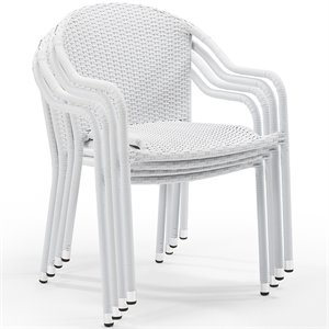 crosley palm harbor wicker patio stackable chair in white (set of 4)