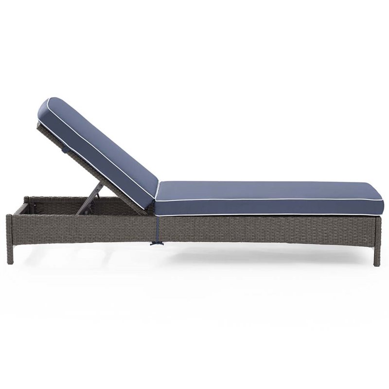 Crosley Palm Harbor Wicker Patio Chaise Lounge In Gray And Navy Cymax Business Crosley Palm Harbor Wicker Patio Chaise, Crosley Palm Harbor Outdoor Wicker Chaise Lounge