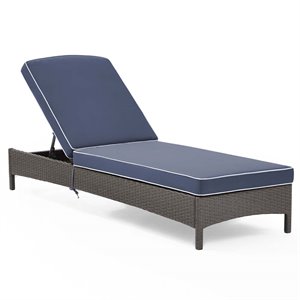 crosley palm harbor wicker patio chaise lounge in gray and navy