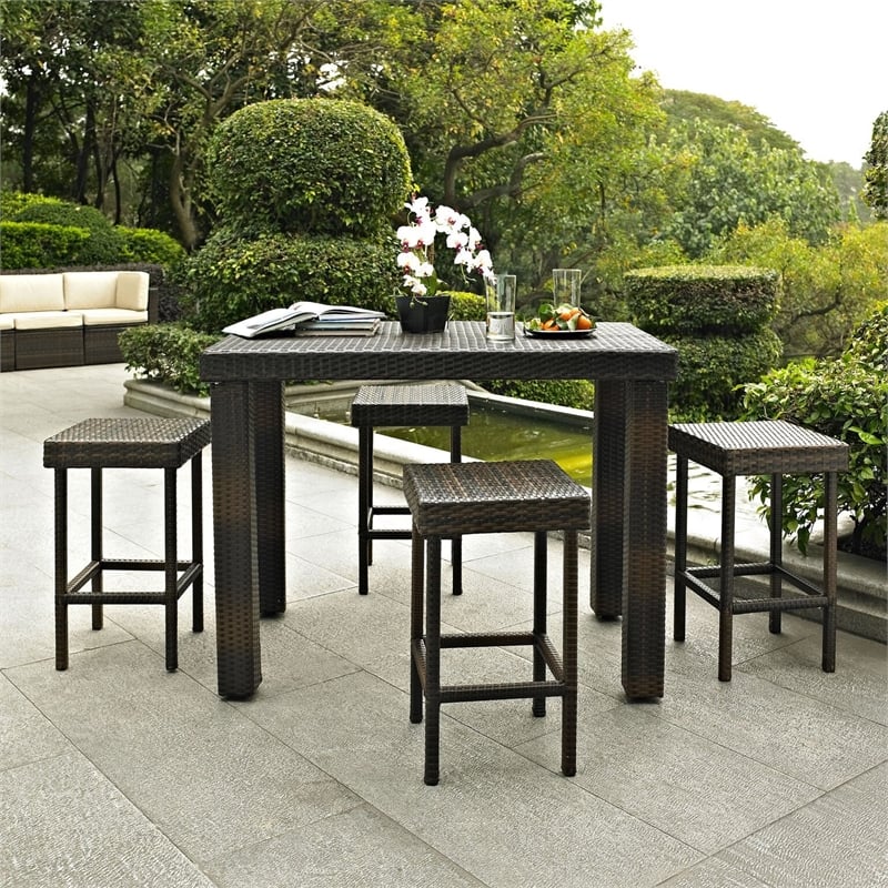 Crosley Palm Harbor Wicker Counter Height Patio Dining Table in Brown