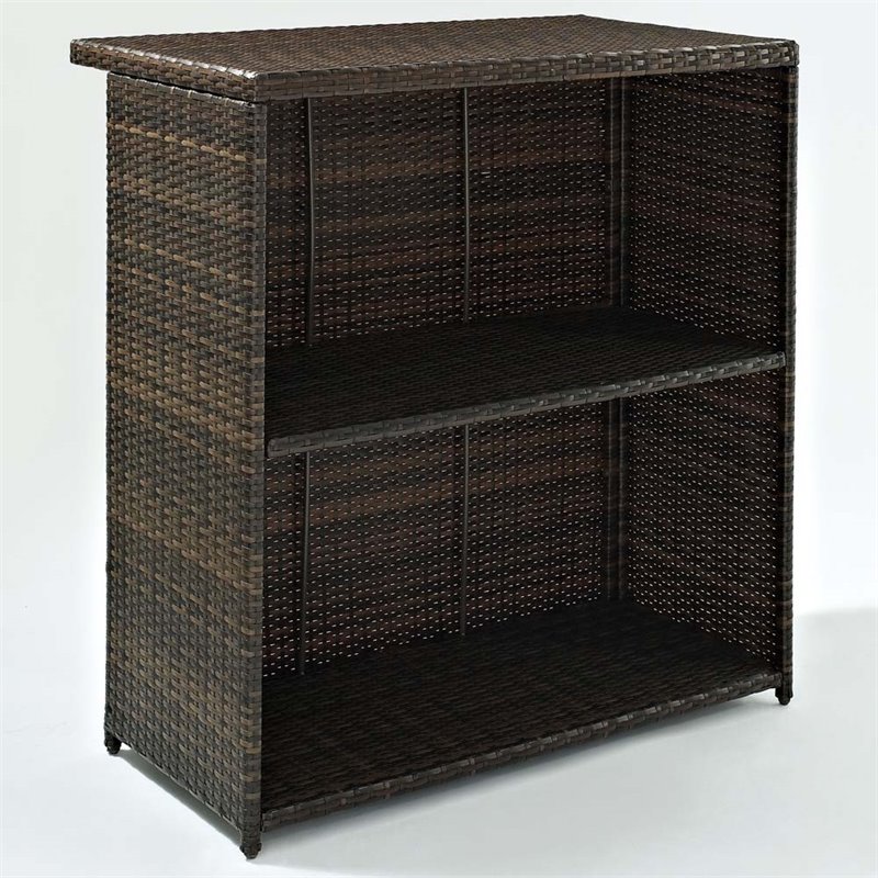 Crosley Palm Harbor Wicker / Rattan Patio Bar in Brown