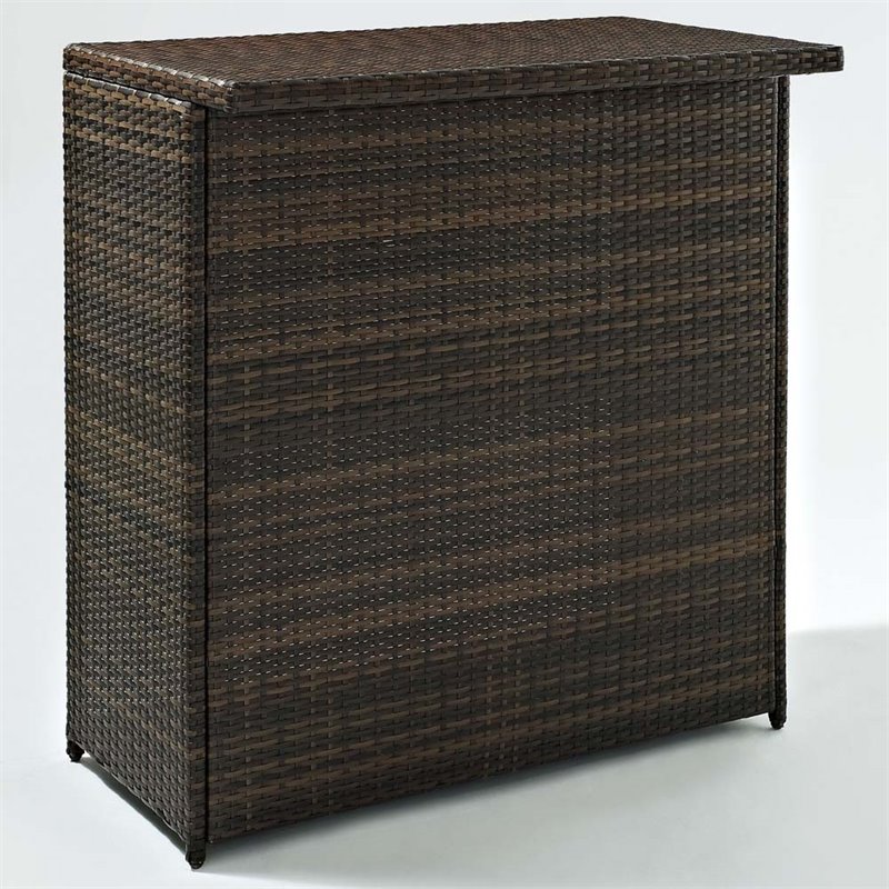 Crosley Palm Harbor Wicker / Rattan Patio Bar in Brown