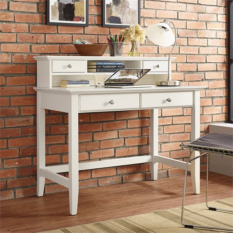 Crosley Campbell Writing Desk With, Campbell Writing Desk Hutch In White Finish