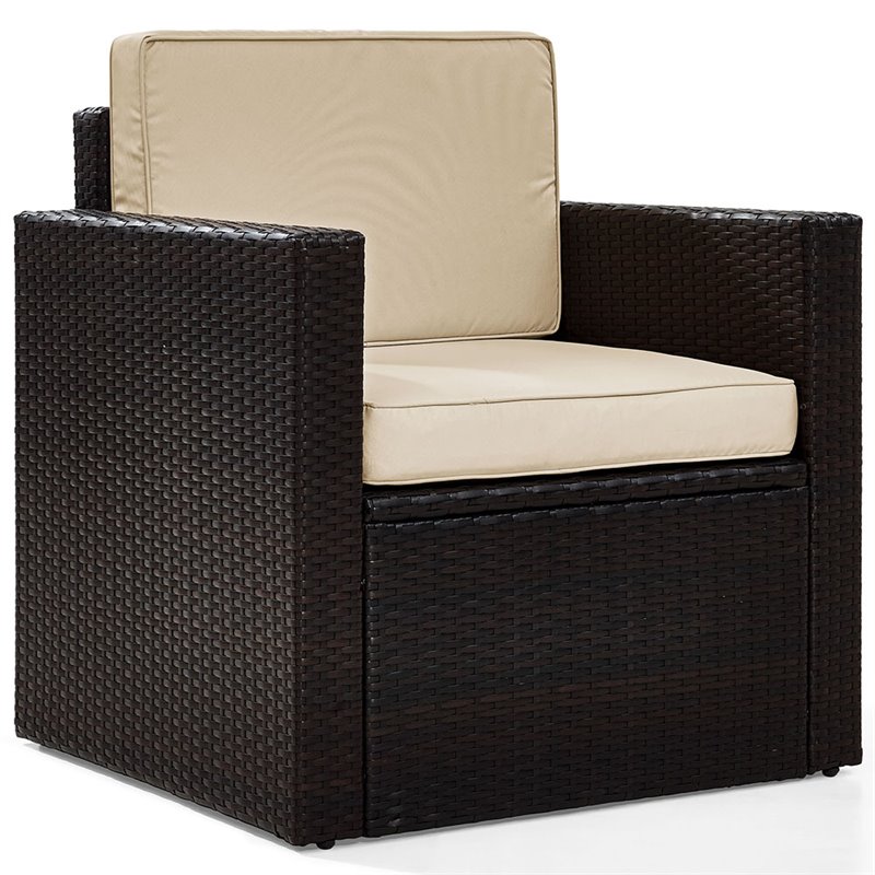 Crosley Palm Harbor Wicker Patio Arm Chair With Sand Cushions Crosley Palm Harbor Wicker Patio Arm Chair With Sand Cushions
