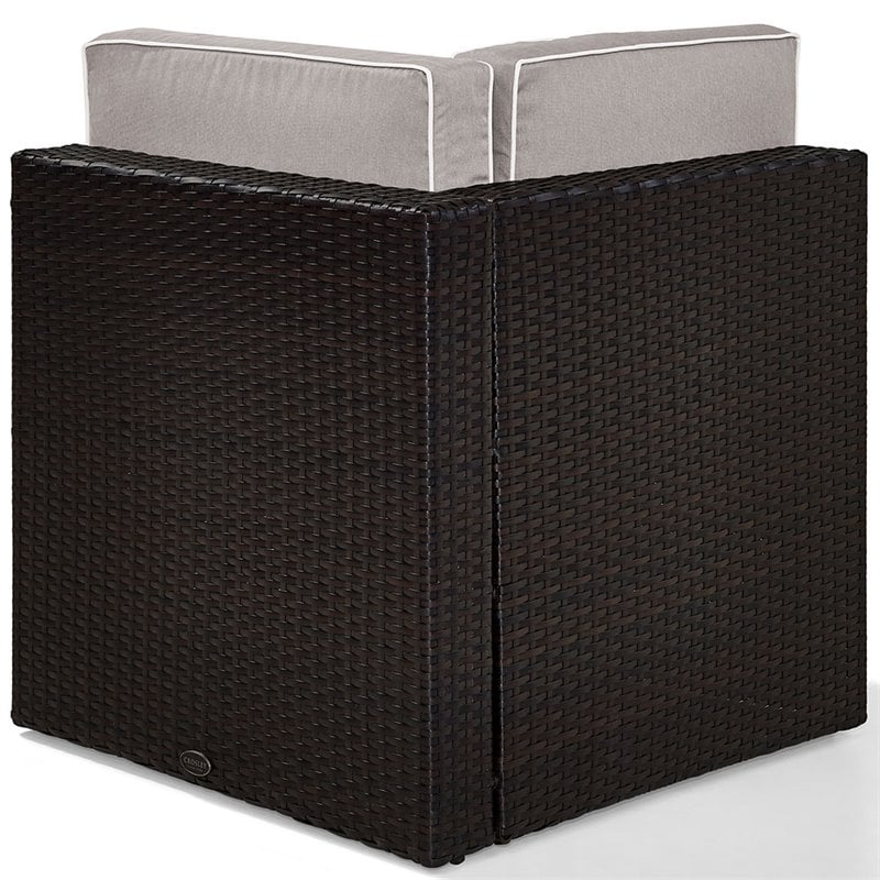 Crosley Palm Harbor Wicker Corner Patio Chair in Brown and Gray