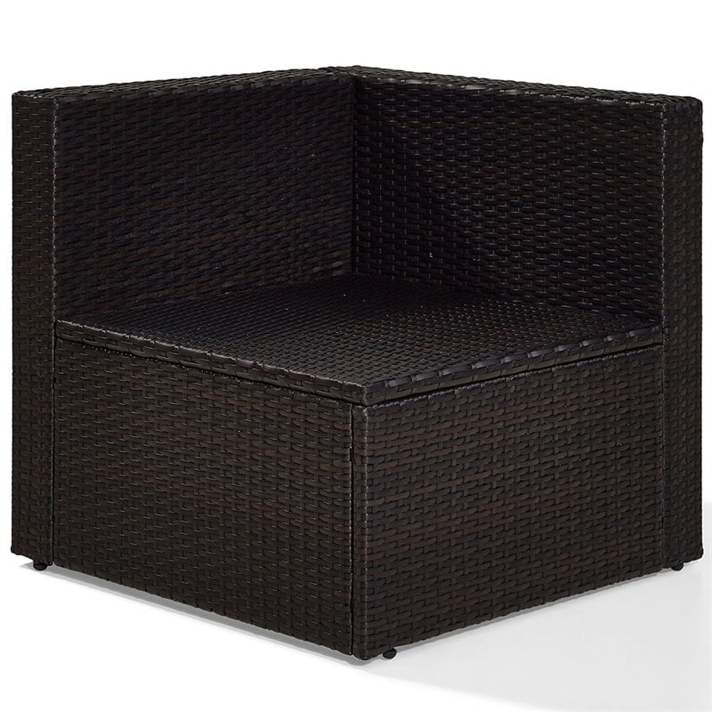Crosley Palm Harbor Wicker Corner Patio Chair in Brown and Gray