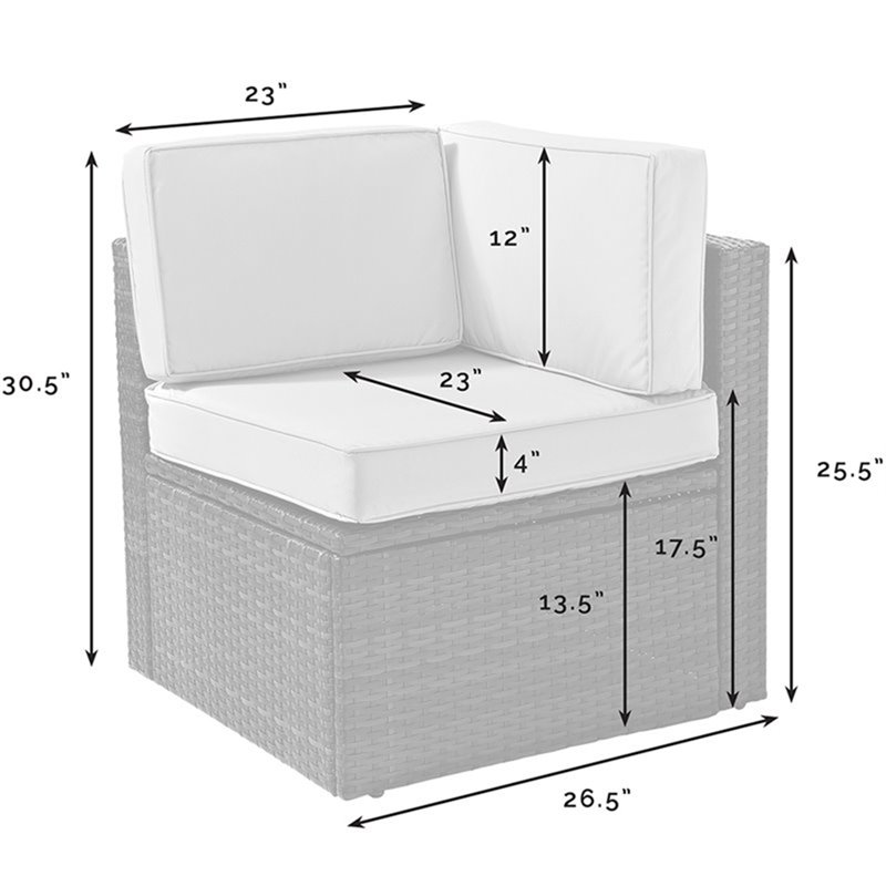 Crosley Palm Harbor Wicker Corner Patio Chair in Brown and Sand