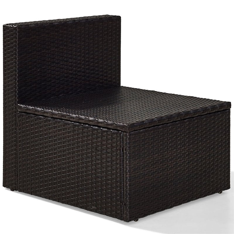 Crosley Palm Harbor Wicker Armless Patio Chair in Brown and Gary