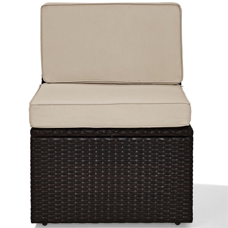 Crosley Palm Harbor Wicker Armless Patio Chair in Brown and Sand