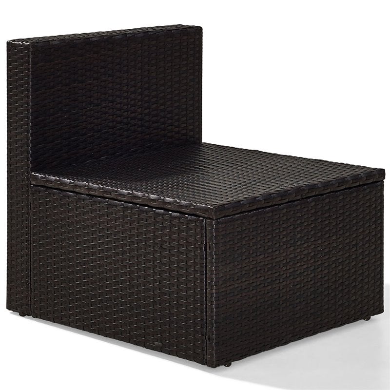Crosley Palm Harbor Wicker Armless Patio Chair in Brown and Sand