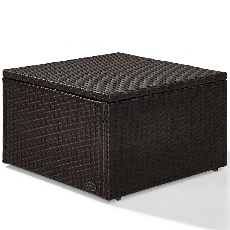 Crosley Palm Harbor Wicker Patio Ottoman in Brown and Sand