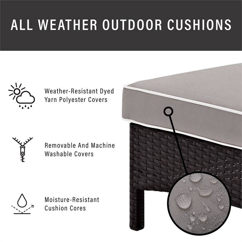 Crosley Palm Harbor Wicker Patio Chaise Lounge in Brown and Gray