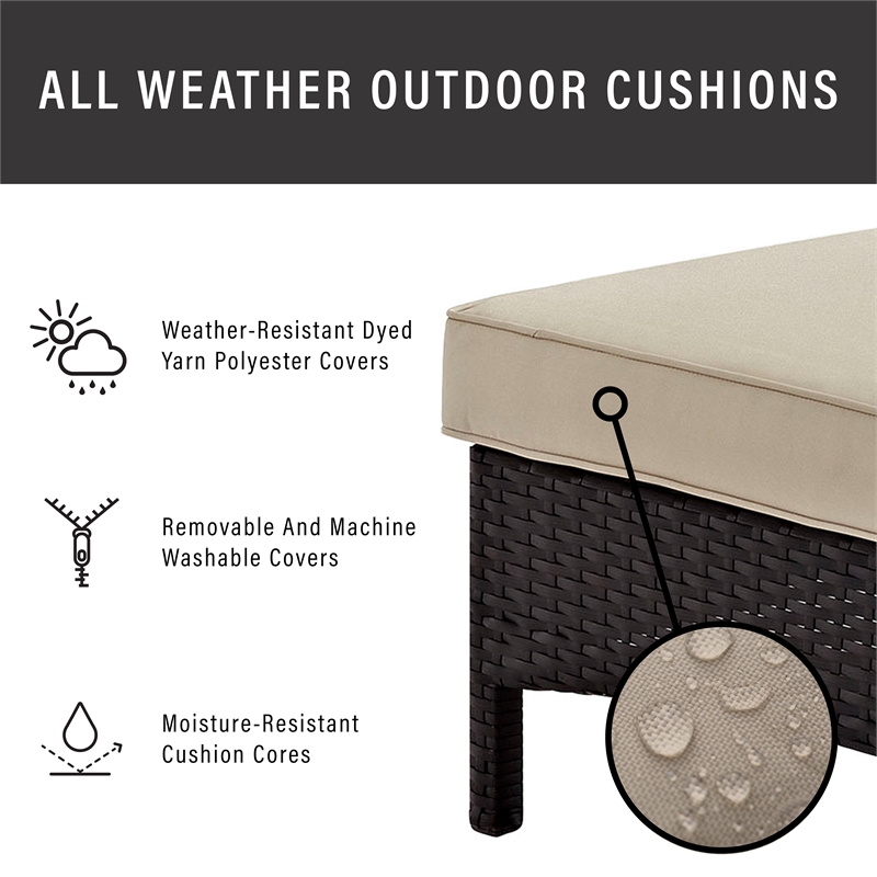 Crosley Palm Harbor Wicker Patio Chaise Lounge in Brown and Sand