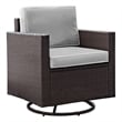 Crosley Furniture Palm Harbor Wicker / Rattan Swivel Patio Arm Chair in Gray